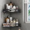 Shower Corner Shelf Caddy 2 Pack shower Organizer Corner No Drill Shower Storage Rust Proof Bathroom Corner Wall Shelf shampoo holder Silver - Black