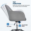 Velvet Mid-Back Task Chair with Armrests, Gray - Light Gray