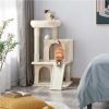 36" Cat Tree with Condo and Scratching Post Tower, Dark Gray - Beige