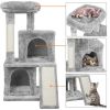 36" Cat Tree with Condo and Scratching Post Tower, Dark Gray - Light Gray
