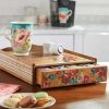 Wildflower Whimsy 4-Compartment Wood Coffee Pod Organizer, Floral - Brown