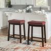 Claridge 26" Backless Counter Stool, Black with Black Faux Leather, Includes 1 Stool - Dark Brown with Red Faux Leather