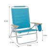 2-Pack Wood Arm Reclining Comfort Height Beach Chair, Green Palm - Teal - 2