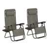 2 Pack Patio Zero Gravity Chair Outdoor Lounge Chair Textilene Fabric  Recline Chair Seating Capacity 2, Blue - Gray