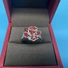 Flower Shape Promise Ring Inlaid Synthetic Gems Women's Engagement Ring For Girlfriend - Silvery - 6