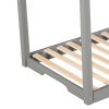 Twin XL/King Size House Platform Bed with Trundle,Roof Design - Gray