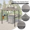 8 x 5 FT Grill Pergola Tent with Air Vent Double Tiered BBQ Gazebo Outdoor Barbecue Canopy, Khaki/Gray - Gray