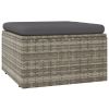 Patio Footrest with Cushion Gray 21.7"x21.7"x11.8" Poly Rattan - Gray