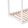 Twin XL/King Size House Platform Bed with Trundle,Roof Design - White