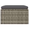 Patio Footrest with Cushion Gray 21.7"x21.7"x11.8" Poly Rattan - Gray