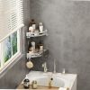 Shower Corner Shelf Caddy 2 Pack shower Organizer Corner No Drill Shower Storage Rust Proof Bathroom Corner Wall Shelf shampoo holder Silver - Silver