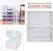 Foldable Shoe Box;  Stackable Clear Shoe Storage Box - Storage Bins Shoe Container Organizer;  8 Pack; White - 8 Pack - White