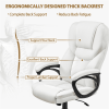 Faux Leather Swivel Office Chair with Ergonomic High Back for Home Office, White - White