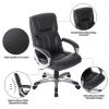 Comfortable Office Chair with Bonded Leather and PVC Upholstery, Adjustable Armrests, and Gas Lift - as Pic