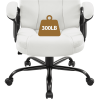 Faux Leather Swivel Office Chair with Ergonomic High Back for Home Office, White - White