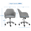 Velvet Mid-Back Task Chair with Armrests, Gray - Light Gray