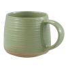 White Round Stoneware 16-Piece Dinnerware Set - Green