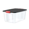 56 Quart Clear Plastic Red Latches Black Lid Tote Set of 6 - Set of 6
