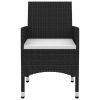9 Piece Patio Dining Set with Cushions Poly Rattan and Glass - Black