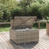 Patio Footrest with Cushion Gray 21.7"x21.7"x11.8" Poly Rattan - Gray