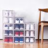 Foldable Shoe Box;  Stackable Clear Shoe Storage Box - Storage Bins Shoe Container Organizer;  8 Pack; White - 8 Pack - White